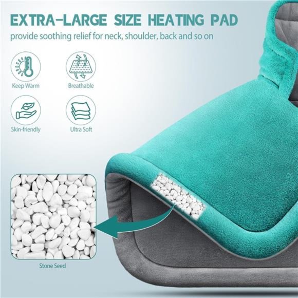 Heating Pad for Neck Shoulder & Back Pain Relief, Electric Weighted Heating Pad - Picture 6 of 7